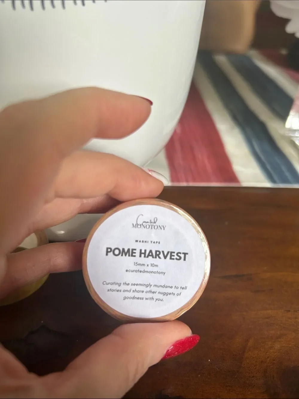 Curated Monotony POME HARVEST Washi Tape - Pink/Gold Accent